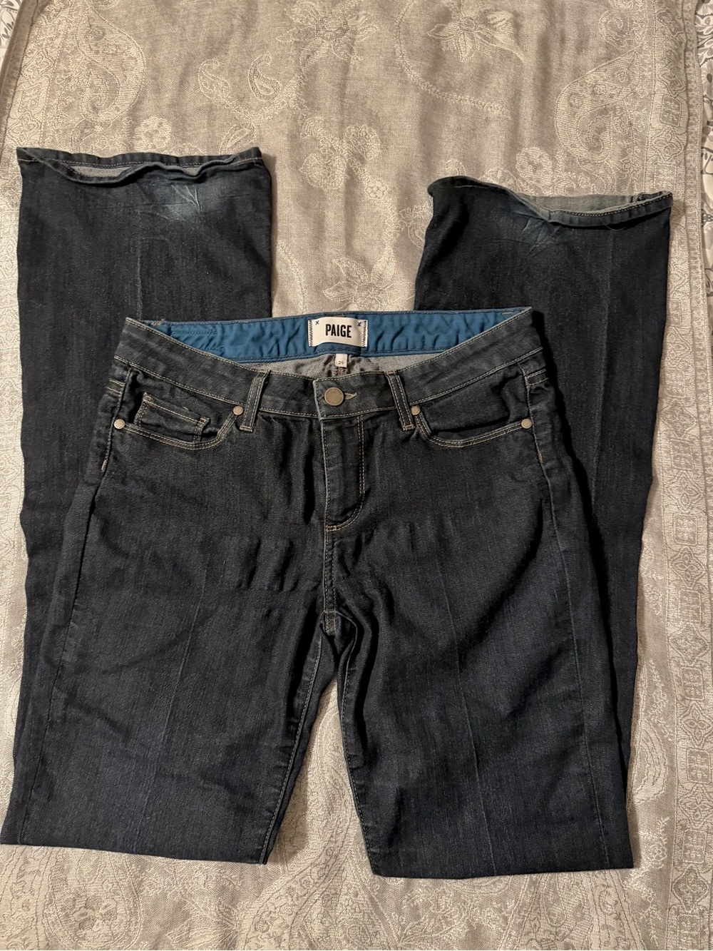PAIGE Dark Blue Mid-Rise Boot Cut Women’s Jeans